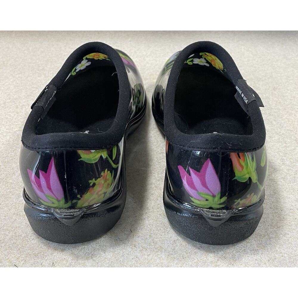 Sloggers Waterproof Flower Slip On Garden Shoes Meadow Black Women’s Size 8 - Picture 3 of 8
